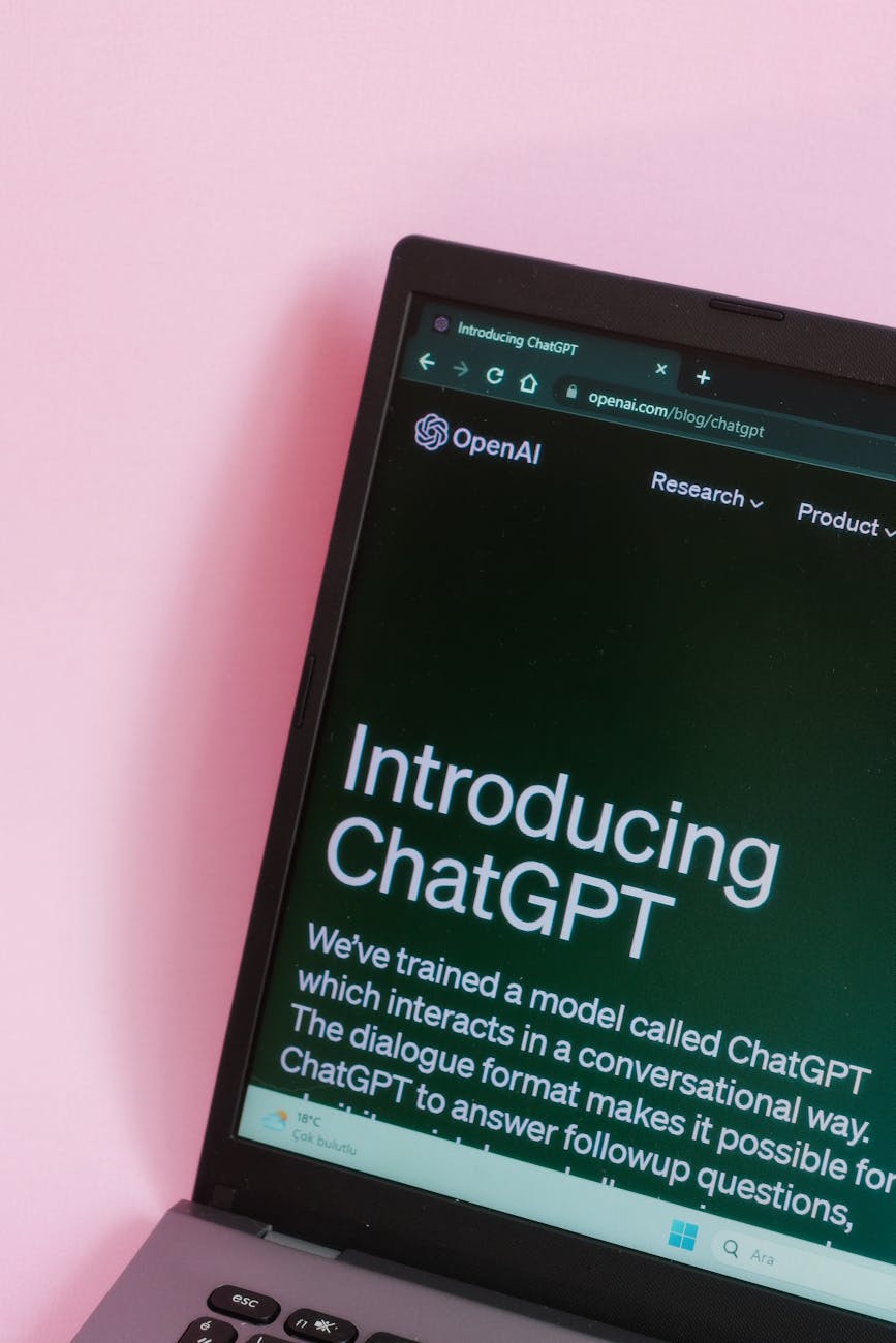 Simple conversational chat interface on laptop screen